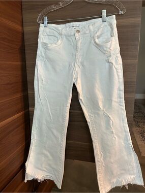 Flying Monkey White Distressed Wide Leg Jeans